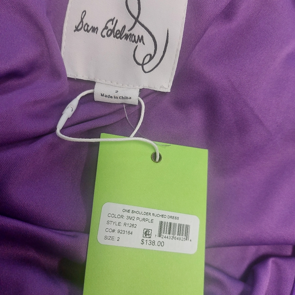 Sam Edelmam one shoulder ruched pleated midi dress - Picture 3 of 3